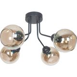Woodhub Rosa Modern Lüks Tasarım Tavan Plafonyer Siyah Renk Füme Camlı 4 Lü Avize - 1 - Ahşap