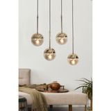 Woodhub Roza 4 Lü Gold-Siyah Metal Gövde Bal Rengi Camlı Tasarım Lüx Sarkıt Avize - 1 - Ahşap