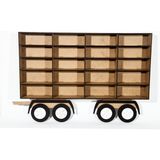 Woodhub Sadece Arka Vagon Ham Mdf Çocuk Odası Ahşap Kamyon Araba Rafı 20 Arabalık - Ahşap Desenli