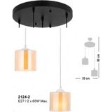 Woodhub Sarkıt Avize 2li Füme Bal Modern Çift Camlı Yuvarlak Metal Lüks Endüstriyel Malzeme Ev Aydınlatması - 1 - Ahşap