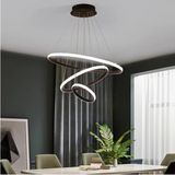 Woodhub Senna Oturma Odası Salon Yatak Odası Siyah 3lü Beyaz Ledli Avize - 1 - Ahşap