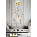 Woodhub Sessi 3'lü Power Ledli Kumandalı Modern Lüks Sarkıt Avize, 3 Renk: Sarı-Beyaz-Gün Işığı - Gold - 1 - Ahşap
