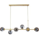 Woodhub Simao Modern Tasarım Eskitme Renk Füme Camlı Salon - Yemek Masası Üstü - Mutfak Sıralı 6 Lı Avize - 1 - Ahşap