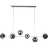 Woodhub Simao Modern Tasarım Krom Renk Füme Camlı Salon - Yemek Masası Üstü - Mutfak Sıralı 6 Lı Avize - 1 - Ahşap