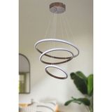 Woodhub Sonya Modern Tasarım Yatak Odası - Salon - Mutfak Kahverengi Renk Beyaz Ledli 3 Lü LED Avize - 1 - Ahşap