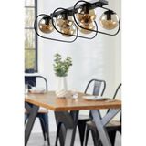 Woodhub Sühan 6.lı Sıralı Siyah Bal Glop Camlı Avize - 1 - Ahşap