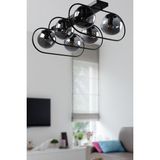 Woodhub Sühan 6.lı Sıralı Siyah-Füme Glop Camlı Avize - 1 - Ahşap