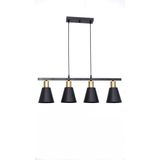 Woodhub Trend Modern Tasarım Siyah Renk Eskitme Duylu Cafe -Yemek Masası Üstü - Salon - Mutfak 4 Lü Avize - 1 - Ahşap