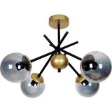 Woodhub Truva Modern Tasarım Eskitme Detaylı Siyah Renk Füme Camlı Salon - Mutfak - Yatak Odası 4 Lü Avize - 1 - Ahşap