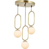 Woodhub TT016-3Y Esk Eskitme Kaplama Beyaz Camlı 3 Lü Yuvarlak Avize - Ahşap
