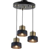 Woodhub TT031-3Y-SY-ESK Mat Siyah-Eskitme 3 Lü Yuvarlak Avize - Ahşap