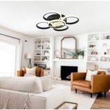 Woodhub TT304-4+1-SY Yuvarlak Mat Siyah 5 Li ( 3 Renk Işık ) LED Avize - Ahşap
