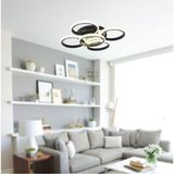 Woodhub TT304-4+1-SY Yuvarlak Mat Siyah 5 Li ( Sarı Işık ) LED Avize - Ahşap