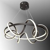 Woodhub TT314-SY Büyük Sarmal Modeli Mat Siyah ( Beyaz Işık ) LED Avize - Ahşap