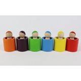 Woodhub Waldorf Gökkuşağı 6 Lı Insan Figürleri ve Kaseleri - Ahşap Desenli