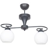Woodhub Yonca Modern Siyah Renk Beyaz Camlı Salon - Mutfak - Yatak Odası 2 Li Avize - 1 - Ahşap
