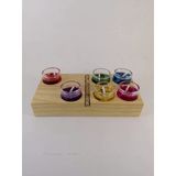 Woodile Doğal Dişbudak Ağacı Domino Tasarım Mumluk Ve Renkli Jel Mum Seti