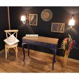 Wooding 110 cm Çekmeceli Masif Lacivert Naturel Dresuar - Lacivert - Naturel
