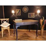 Wooding 120 cm Lacivert Naturel Tek Çekmeceli Masif Çalışma Masası