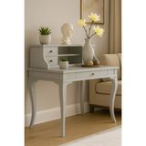 Wooding Mobilya 100 cm 5 Çekmeceli Masif Açık Gri Raflı Çalışma Masası - 100x60 Cm