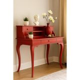 Wooding Mobilya 100 cm 5 Çekmeceli Masif Kırmızı Raflı Çalışma Masası - 100x60 Cm