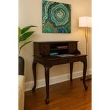 Wooding Mobilya 100 cm 5 Çekmeceli Masif Koyu Ceviz Raflı Çalışma Masası - 100x60 Cm