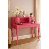 Wooding Mobilya 100 Cm 5 Çekmeceli Masif Pembe Raflı Çalışma Masası