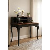 Wooding Mobilya 100 cm 5 Çekmeceli Masif Siyah Ceviz Raflı Çalışma Masası - 100x60 Cm - Siyah - Ceviz