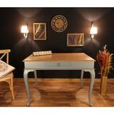 Wooding Mobilya 100 cm Çekmeceli Masif Gri Naturel Çalışma Masası - 100x60 Cm - Gri - Naturel