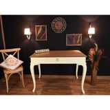 Wooding Mobilya 100 cm Çekmeceli Masif Krem Naturel Çalışma Masası - 100x60 Cm - Krem - Naturel