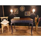 Wooding Mobilya 100 cm Çekmeceli Masif Lacivert Ceviz Çalışma Masası - 100x60 Cm - Lacivert - Ceviz