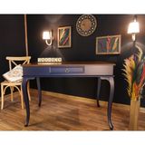 Wooding Mobilya 100X60 cm Çekmeceli Masif Lake Ceviz Çalışma Masası - 100 x 60 Cm - Lacivert - Ceviz