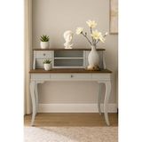 Wooding Mobilya 110 cm 5 Çekmeceli Masif Gri Ceviz Raflı Çalışma Masası - 110x70 Cm - Gri - Ceviz