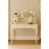 Wooding Mobilya 110 cm 5 Çekmeceli Masif Krem Raflı Çalışma Masası - 110x70 Cm