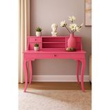 Wooding Mobilya 110 Cm 5 Çekmeceli Masif Pembe Raflı Çalışma Masası