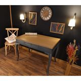 Wooding Mobilya 110 cm Çekmeceli Masif Antrasit Naturel Çalışma Masası - 110x70 Cm - Antrasit - Naturel