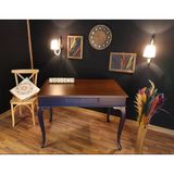 Wooding Mobilya 110 Cm Çekmeceli Masif Lacivert Ceviz Çalışma Masası