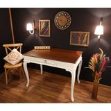 Wooding Mobilya 110 cm Çekmeceli Masif Lake Ceviz Çalışma Masası - 110 x 70 Cm - Beyaz - Ceviz