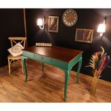 Wooding Mobilya 110 cm Çekmeceli Masif Lake Ceviz Çalışma Masası - 110 x 70 Cm - Yeşil - Ceviz