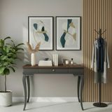 Wooding Mobilya 110 cm Masif Rustik Antrasit Ceviz Dresuar - Antrasit - Ceviz