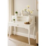 Wooding Mobilya 120 cm 5 Çekmeceli Masif Beyaz Raflı Çalışma Masası - 120x80 Cm
