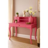 Wooding Mobilya 120 cm 5 Çekmeceli Masif Pembe Raflı Çalışma Masası - 120x80 Cm