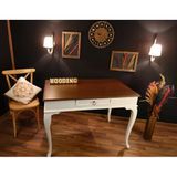 Wooding Mobilya 120 Cm Çekmeceli Masif Beyaz Ceviz Çalışma Masası