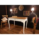 Wooding Mobilya 120 cm Çekmeceli Masif Beyaz Naturel Çalışma Masası - 120x80 Cm - Beyaz - Naturel