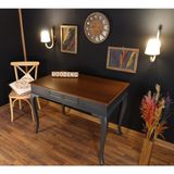 Wooding Mobilya 120 cm Çekmeceli Masif Lake Ceviz Çalışma Masası - 120 x 80 Cm - Antrasit - Ceviz