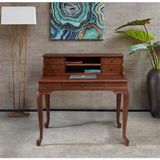 Wooding Mobilya 120 cm Çekmeceli Raflı Ceviz Masif Çalışma Masası - 120 x 80 Cm