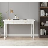 Wooding Mobilya 120 cm Masif Beyaz Tornalı Çalışma Masası - 120x80