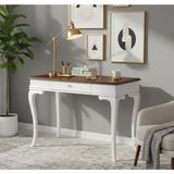 Wooding Mobilya 120 cm Masif Rustik Beyaz Ceviz Çalışma Masası - 120x80 - Beyaz - Ceviz
