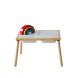 Wood&joy Doğal Ahşap Duyusal Çocuk Aktivite Oyun Masası - Beyaz