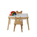 Wood&joy Doğal Ahşap Duyusal Çocuk Aktivite Oyun Masası Ve 2 Sandalye - Beyaz